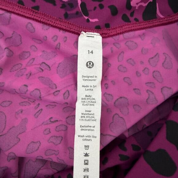 LULULEMON Base Pace High-Rise Crop 23" 14 Cheetah Camo Magenta Purple Multi - Picture 6 of 9